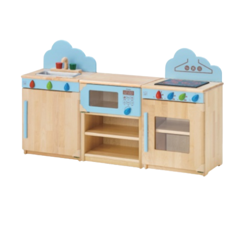 [파랑새교구] 주방세트 분리형 (블루) / 자작나무 역할놀이 유치원교구