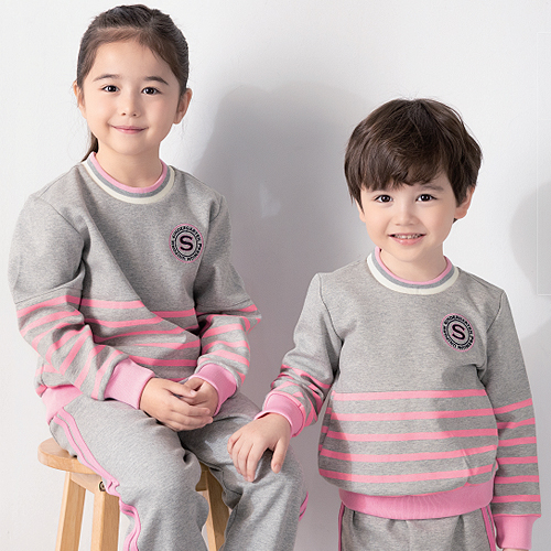 [서울원복] 2607(S분홍 S/T라운드) / 2608(S노랑 S/T라운드)  (상하세트)