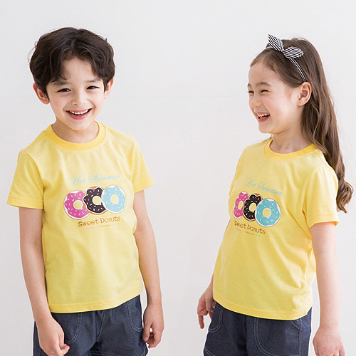 [세영] 도넛 티셔츠 (노랑/핑크/오렌지/블루) / 유치원 어린이집 여름 단체티셔츠 단체선물 개별구매가능